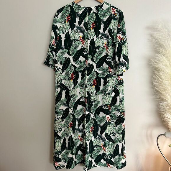 Rachel Zoe Palm Leaf Print Kaftan Duster Cover Up Kimono - Picture 4 of 8